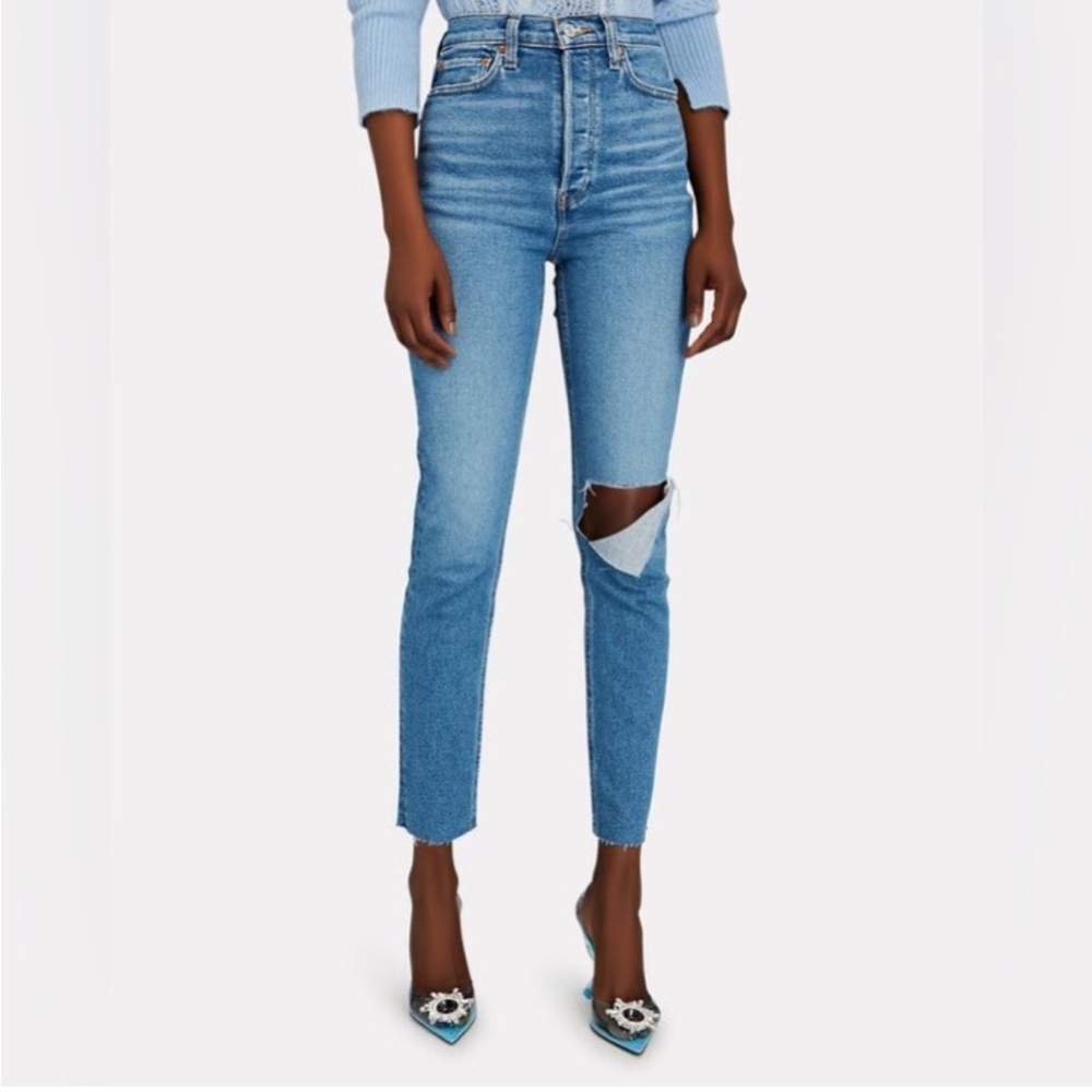 Re/Done Originals 90s Ultra High Rise Skinny Jean in Broken Through Size 24 - Picture 1 of 15